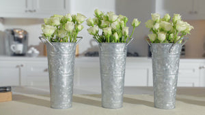 Galvanized French Flower Buckets with Embossed Dogwood Blossom Designed by Walford Home