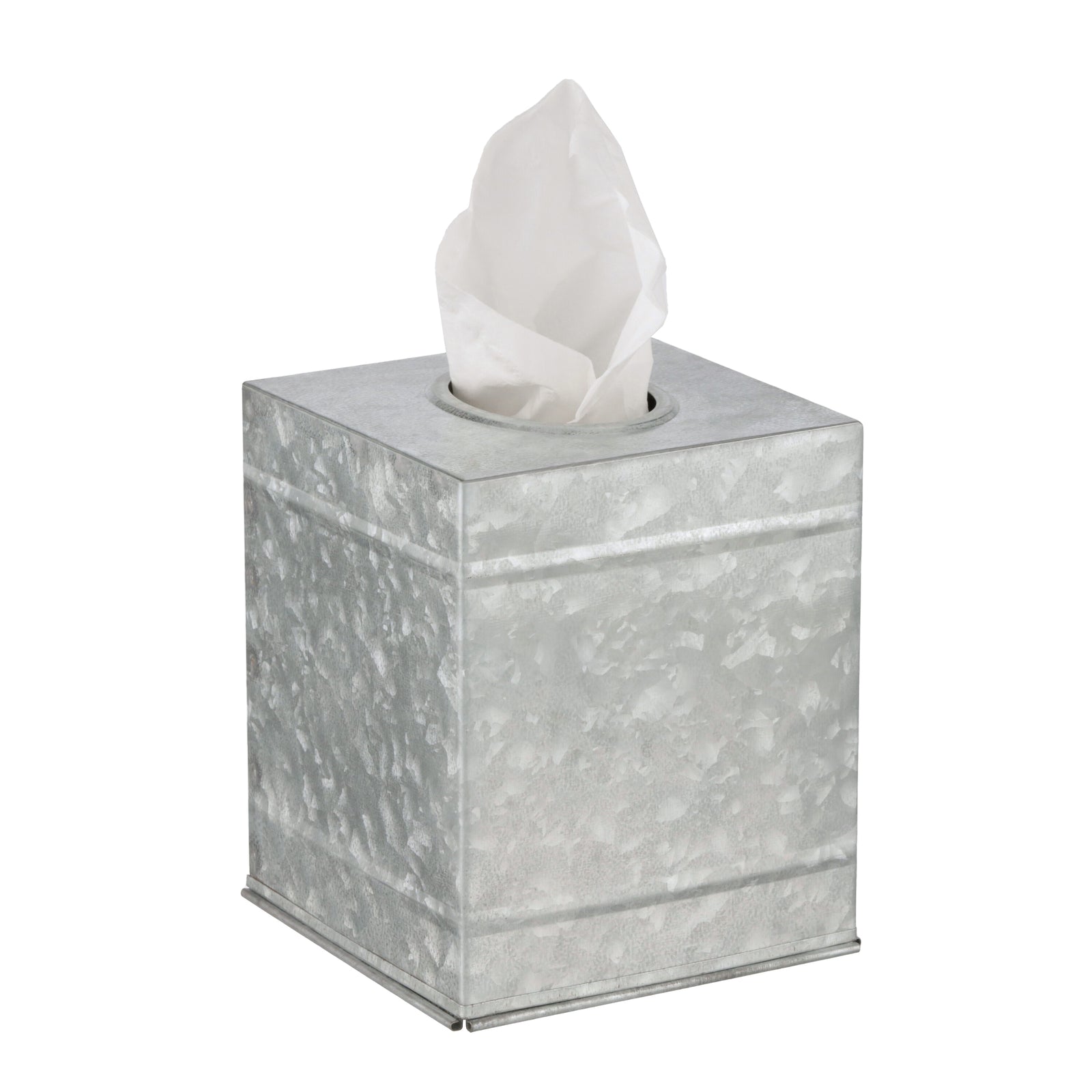 Decorative Farmhouse Galvanized Square Tissue Box Cover by Walford Home