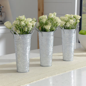 Galvanized French Flower Buckets with Embossed Dogwood Blossom Designed by Walford Home