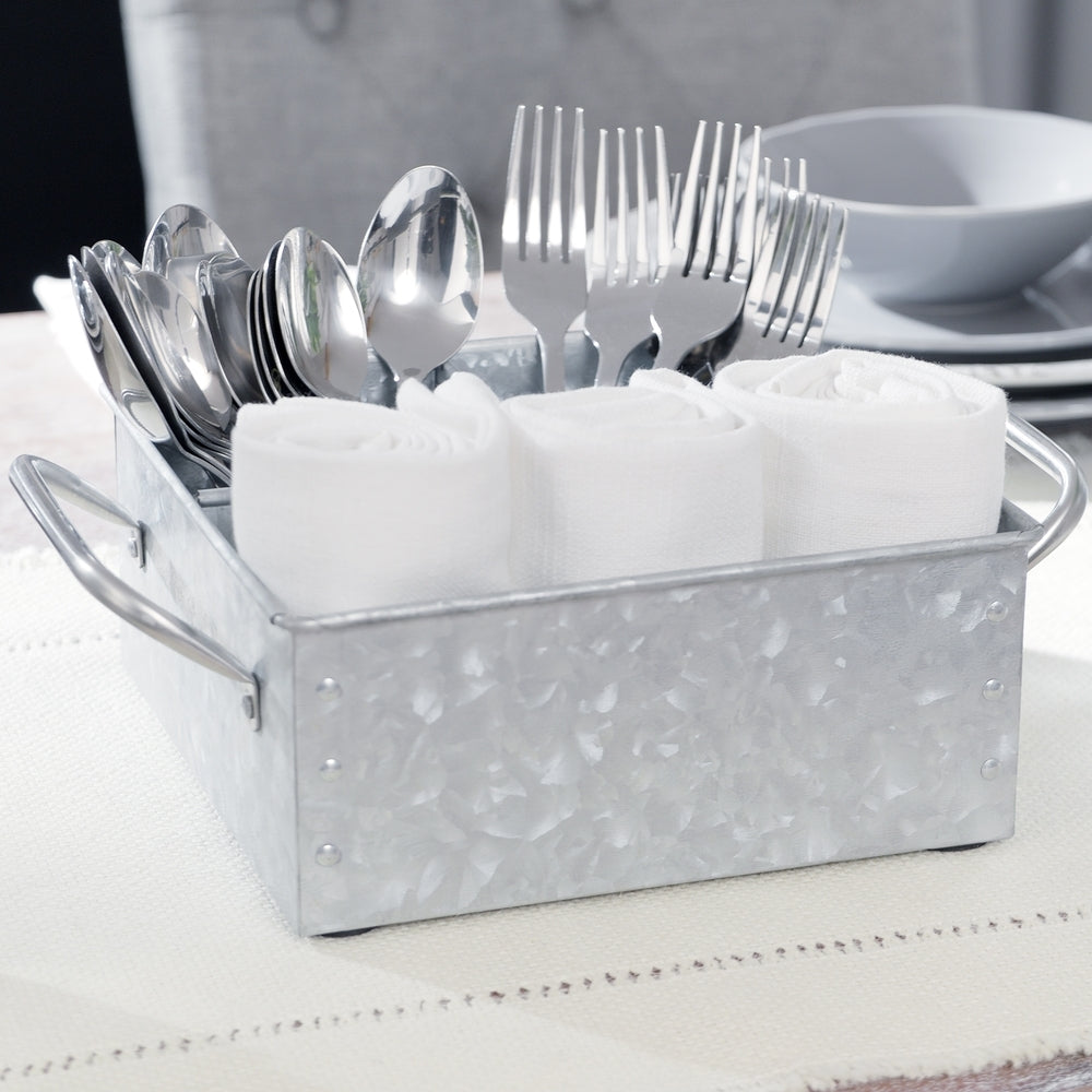 Farmhouse Galvanized Square Storage Tray by Walford Home